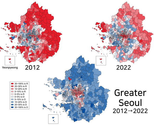 Red-shift and Blue-shift of Seoul Metro Area